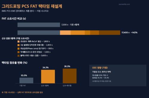 그리드포밍 PCS FAT 택타임 비교 및 택타임 점유율 변화 도식
