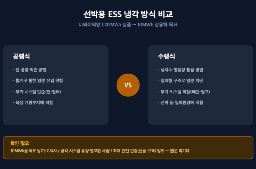 선박용 ESS 공랭식과 수랭식 비교 인포그래픽