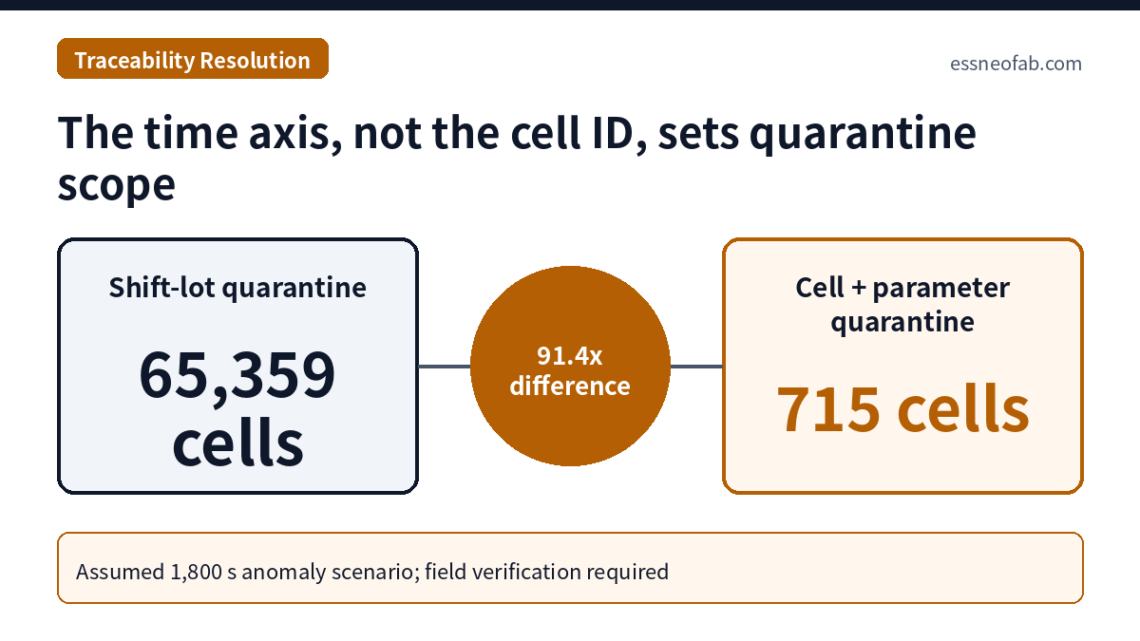The time axis, not the cell ID, sets quarantine scope